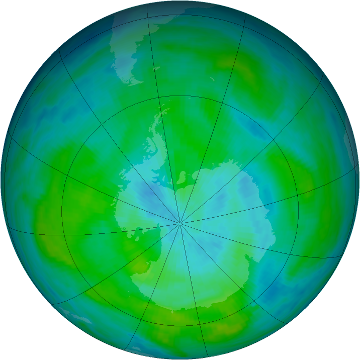 Antarctic ozone map for 11 March 1983